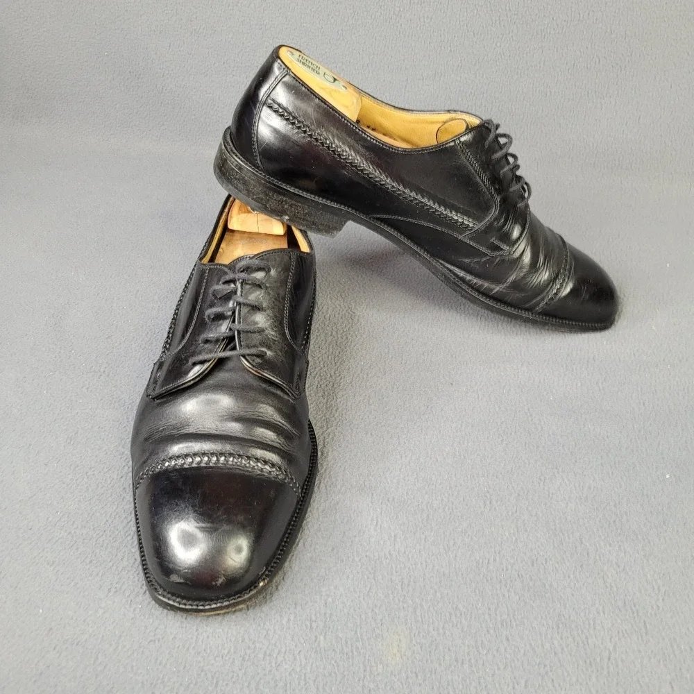 Johnston Murphy Mens Cellini Oxford Black Dress Shoes US 10 M Italy